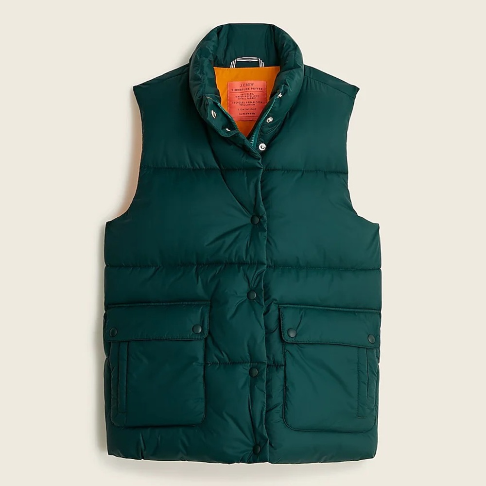 J. Crew Puffer vest with PrimaLoft women’s Old forest green Large